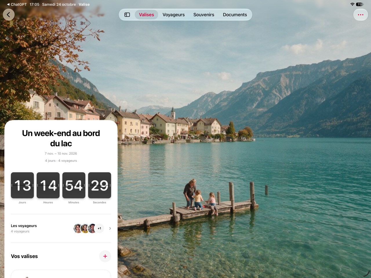 A weekend by the lake. Valise on iPad